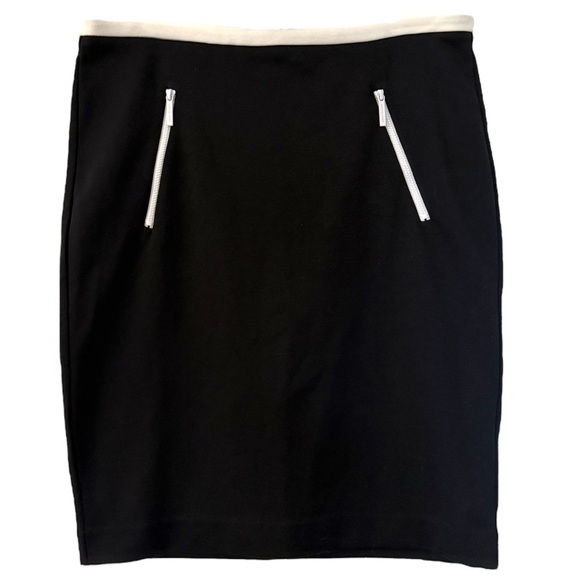 MICHAEL Michael Kors Black Knit Pencil Skirt with White Zippers and Trim - Picture 1 of 7